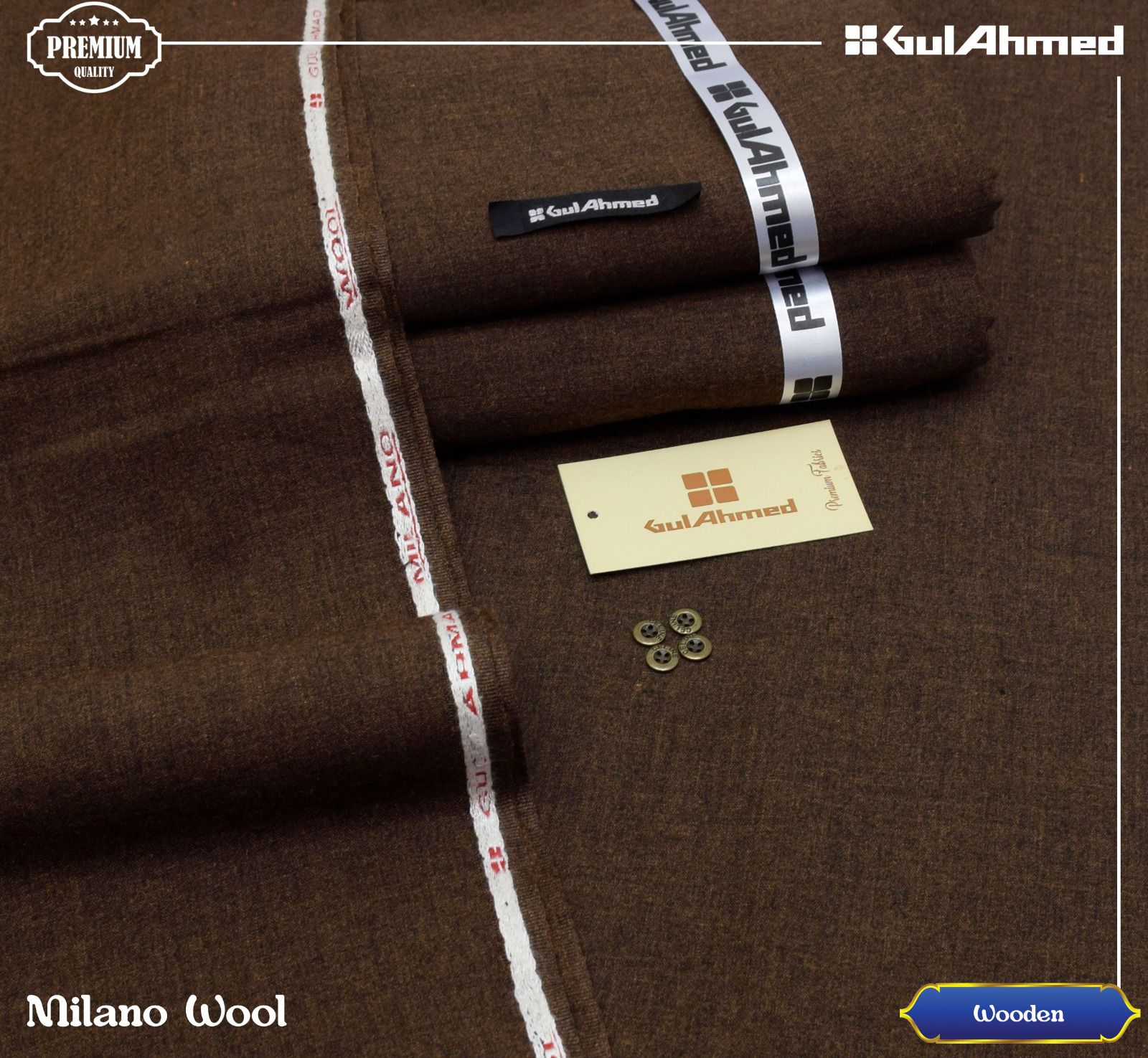 Milano Men Luxury Wool - Wooden - Unstitched - MLW07